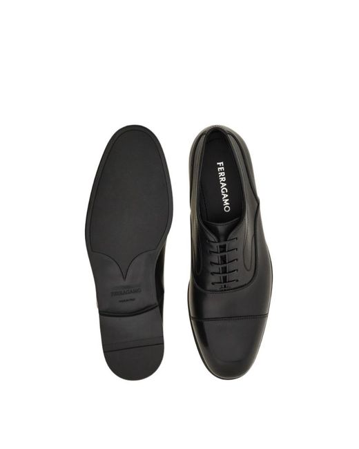 Ferragamo Black Ferragamo Lace-Up Flat Shoes for men