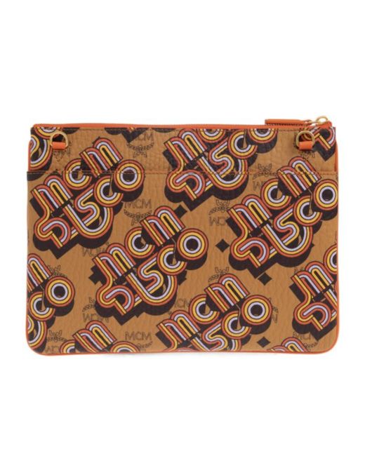MCM Brown Zip-Top Clutch