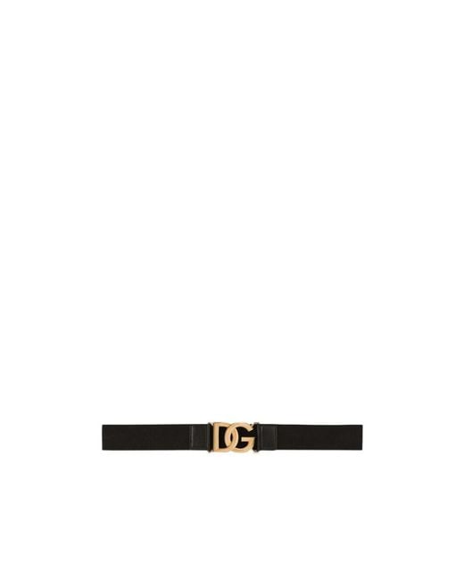Dolce & Gabbana White Logo-Plaque Belt