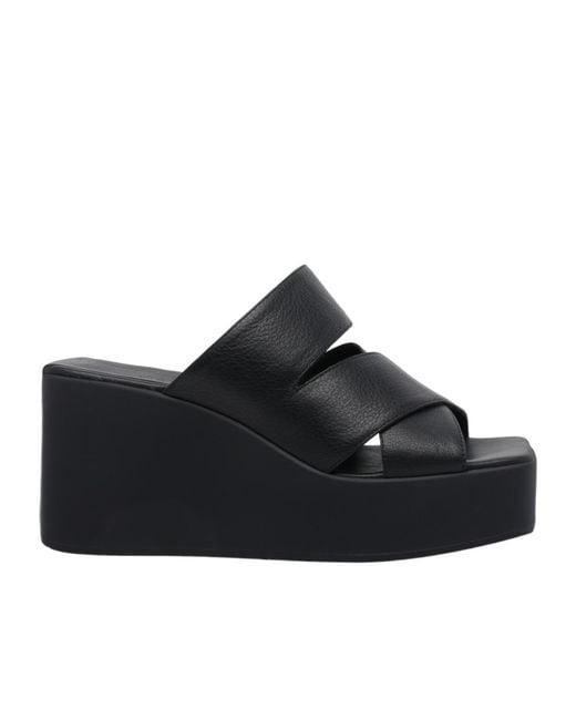 Vic Matié Black Wedge Platform Heeled Sandals