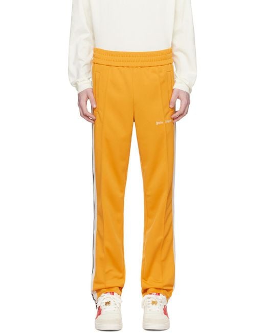 Palm Angels Yellow Logo-Printed Elasticated Waist Track Pants for men