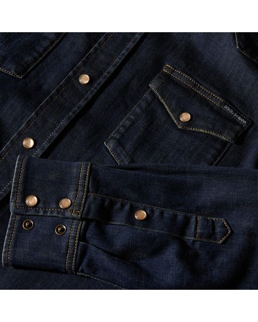 Dolce & Gabbana Blue Denim Long-Sleeve Shirt for men