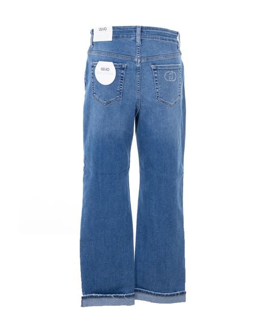 Liu Jo Blue Logo Embellished Trousers