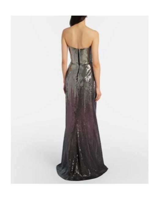 Elie Saab Black Sequined Strapless Bustier Gown