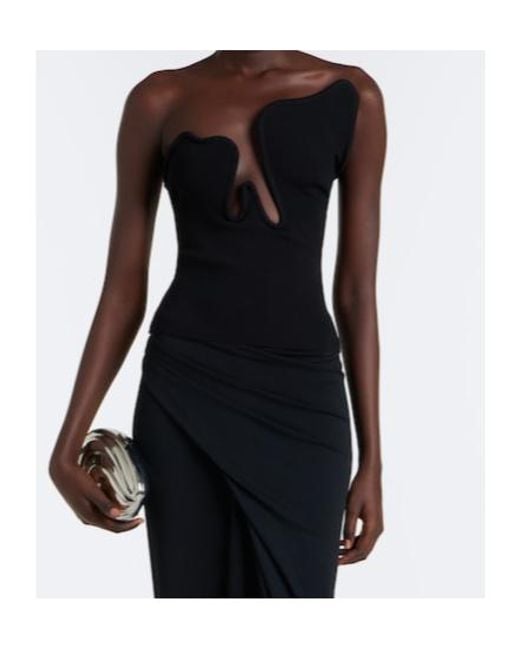 Christopher Esber Black Salacia Ribbed-Knit Jersey Top