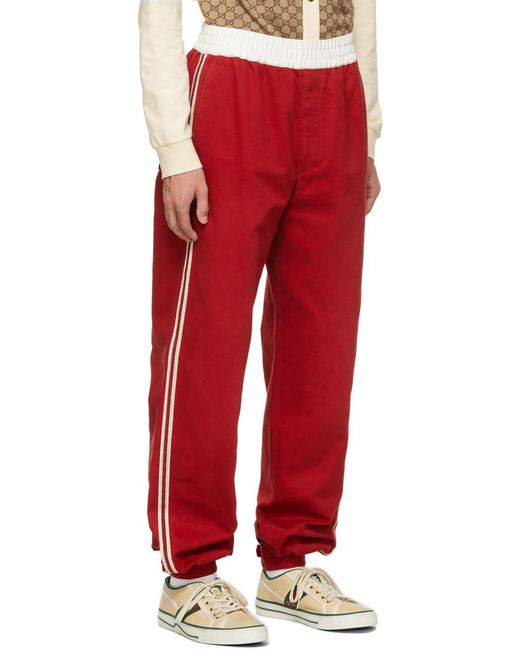 Gucci Red Military Drill Buckled Pants for men