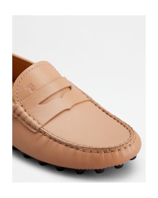 Tod's Brown Moccasins Logo Embossed Loafers