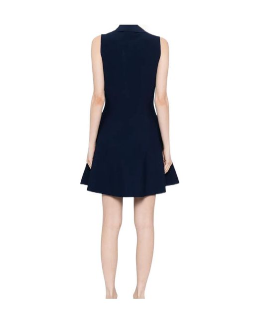 Theory Blue Polo-Collar A-Line Dress