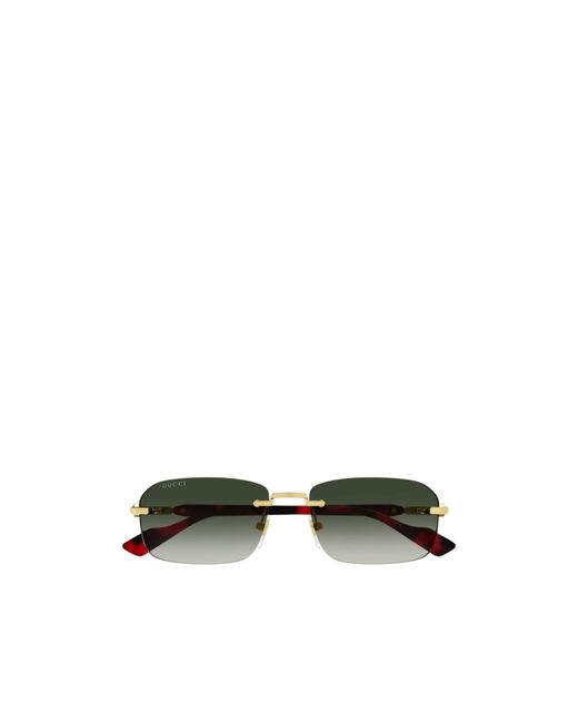 Gucci White Eyewear Rimless Rectangular Sunglasses for men
