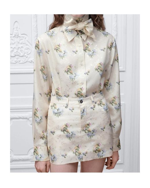 Dior White Floral Bow-Tie Shirt