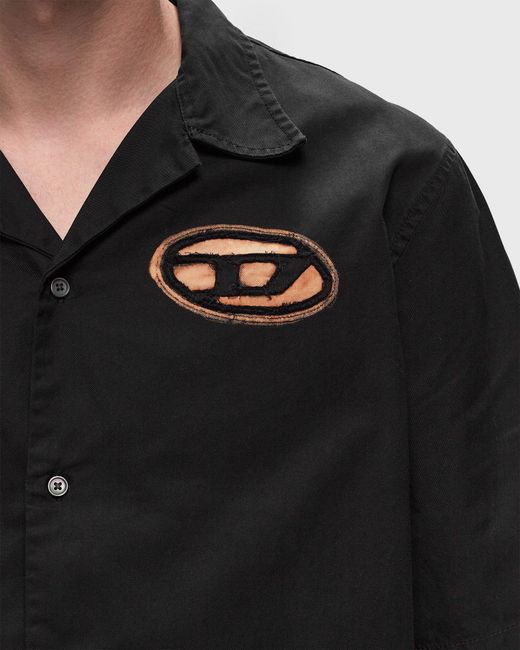 DIESEL Black S-Stan-Bleach Bowling Shirt for men