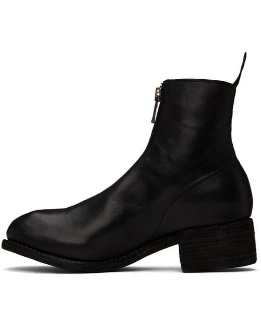 Guidi Black Front Zip Ankle Boots