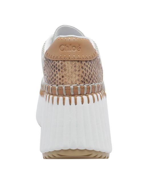 Chloé White Nama Wedge Sneakers