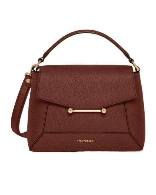 Strathberry Brown Mosaic Leather Tote Bag