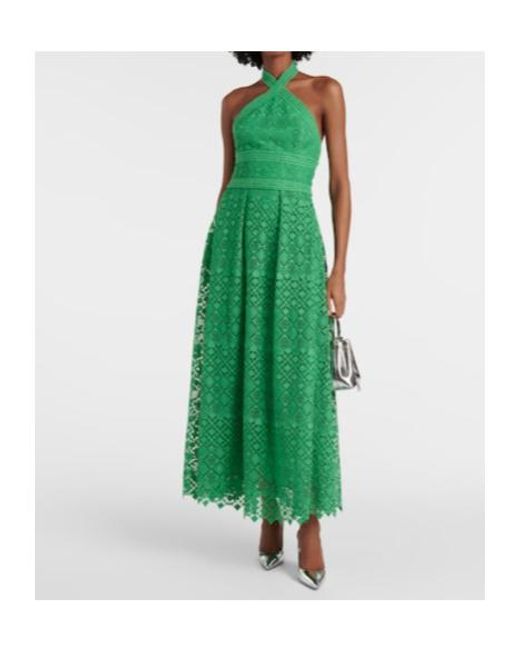 Elie Saab Green Halterneck Midi Dress
