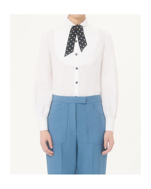 Valentino White Plusdepois-Tie Button-Up Top