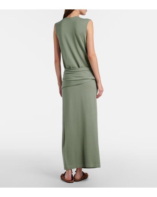 Jil Sander Green Virgin Wool Maxi Dress