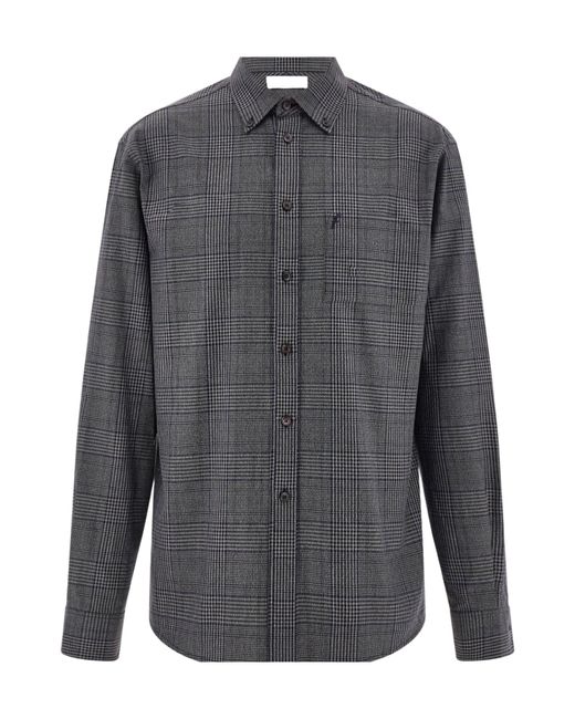 Ferragamo Gray Ferragamo Embroidered Checked Oxford Shirt for men