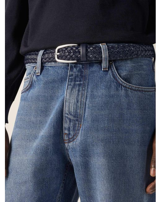 Zegna Blue Braided Leather Belt for men