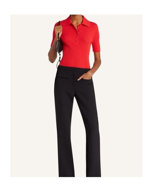 Courreges Red Courrèges Iconic Ribbed-Knit Polo Shirt