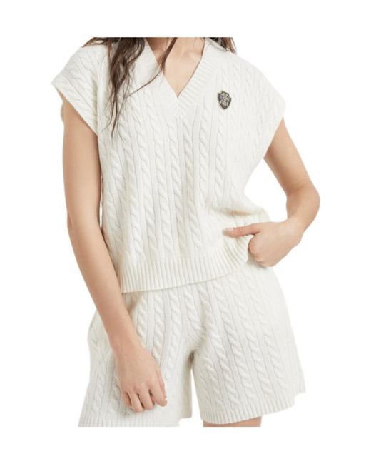 Brunello Cucinelli White Logo-Patch Vest