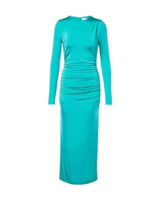 Carolina Herrera Blue Ruched Jersey Midi Dress