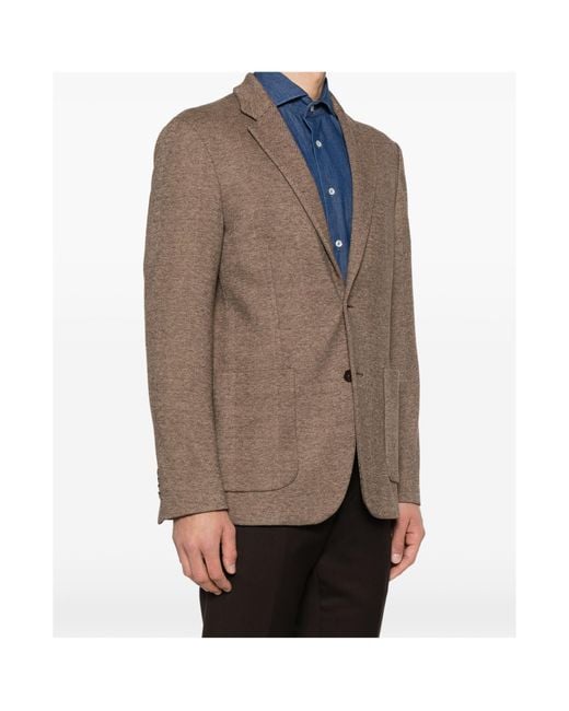 Dondup Brown Herringbone-Pattern Blazer for men
