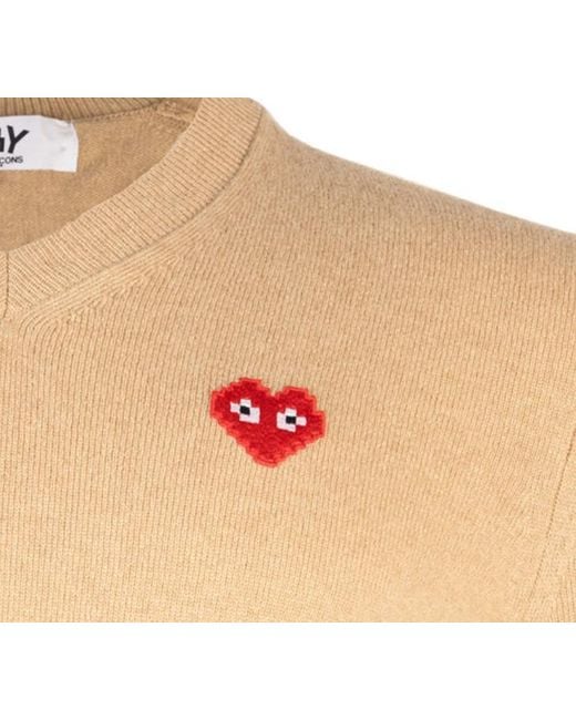 COMME DES GARÇONS PLAY Natural Heart-Motif V-Neck Jumper for men