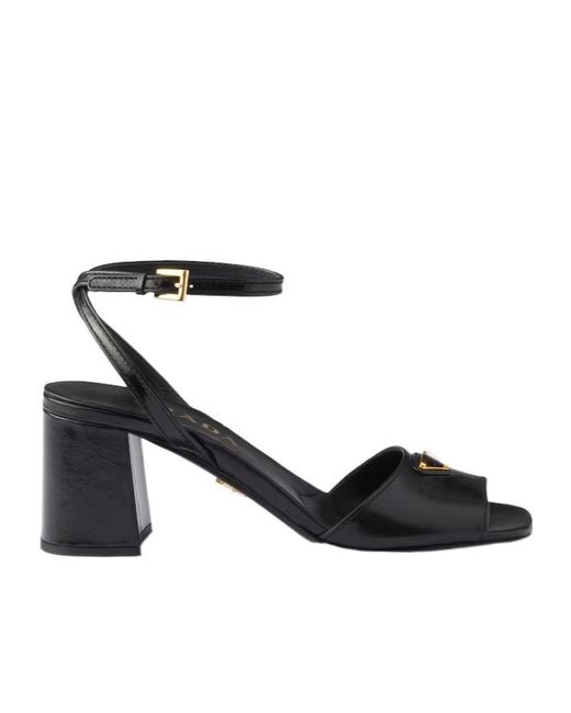 Prada Black Leather Sandals