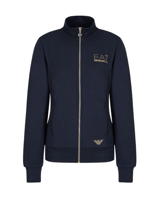 EA7 Blue Long-Sleeve Zip-Up Sweatshirt