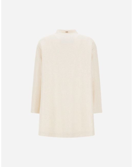 Herno White Button Detailed Long Coat