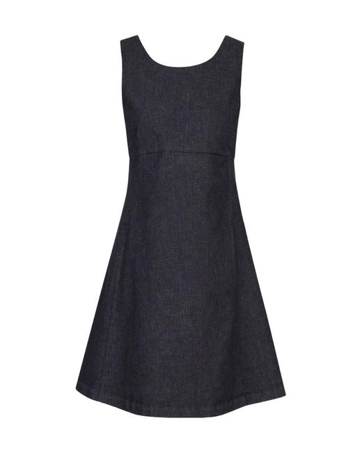 Emporio Armani Blue Square-Neck Sleeveless Dress