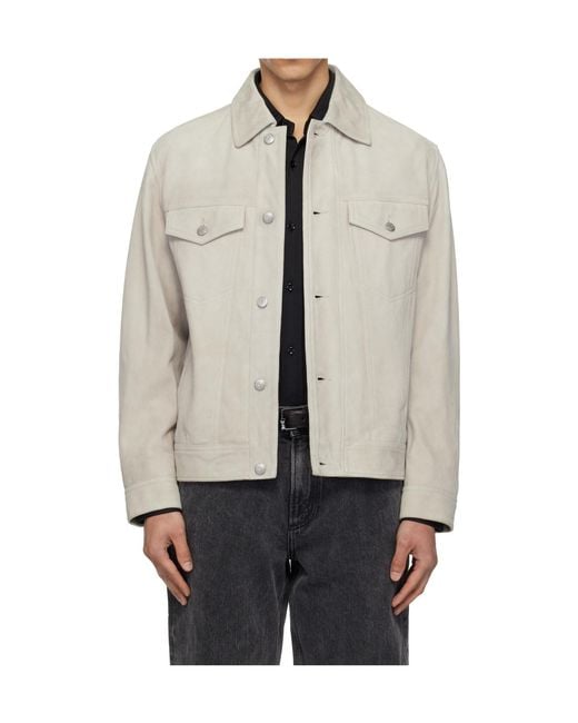 Boss Natural Long-Sleeved Lapel Leather Jacket for men