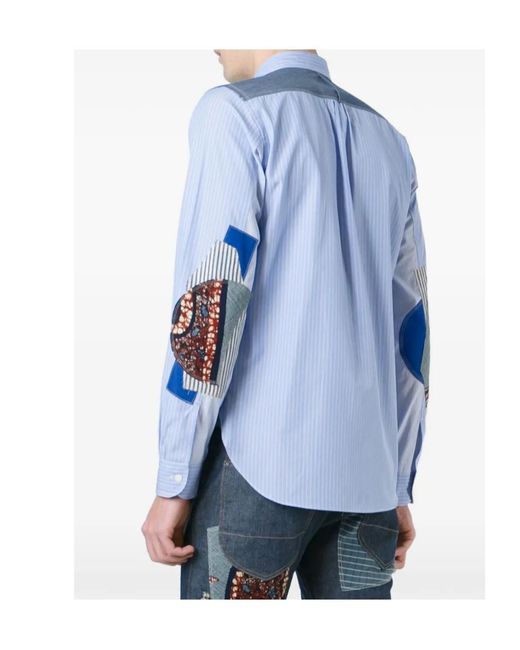 Junya Watanabe Blue Patchwork Patterned Shirt for men