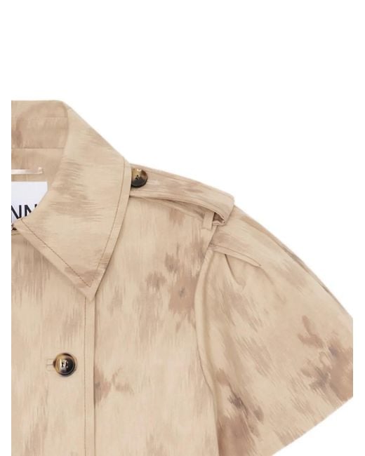 Ganni Natural Double-Breasted Printed Jacket
