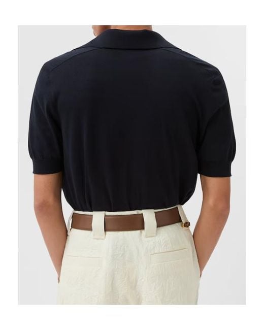 Versace Black V-Neck Knitted Polo Shirt for men