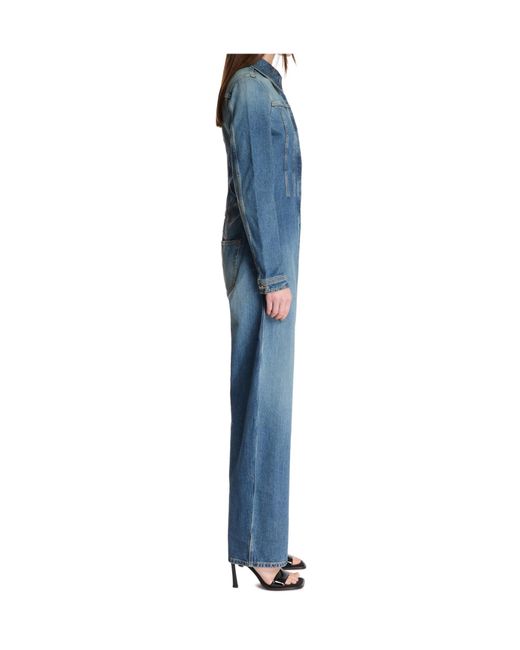 Alaïa Alaïa Fitted Waist Denim Jumpsuit in Blue | Lyst