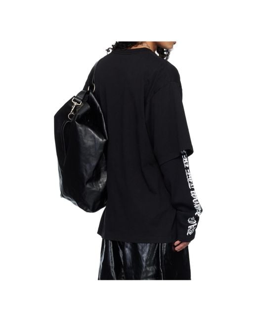 Lu'u Dan Black Double Deck Crew Neck T-Shirt for men