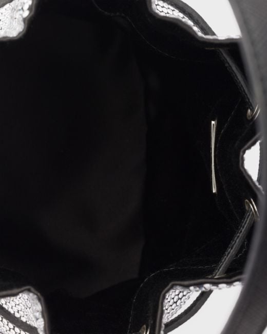 Prada Black Crystal-Studded Satin Bucket Bag