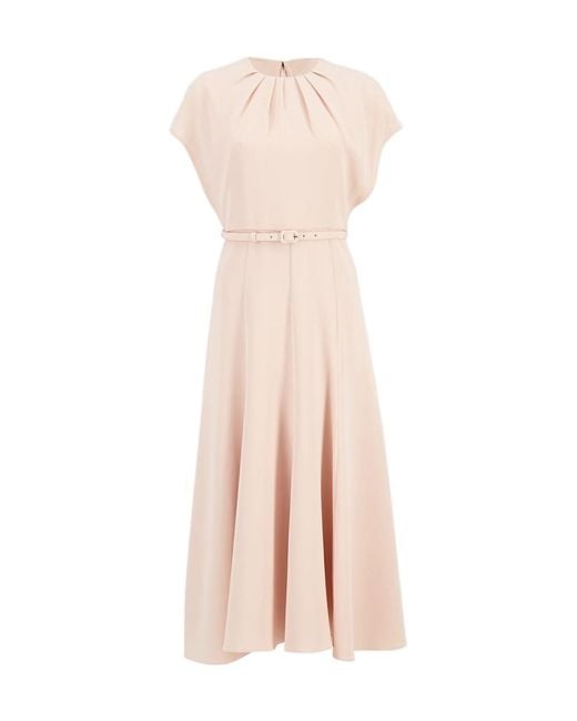 Roland Mouret Pink Cady Flared Cape Midi Dress