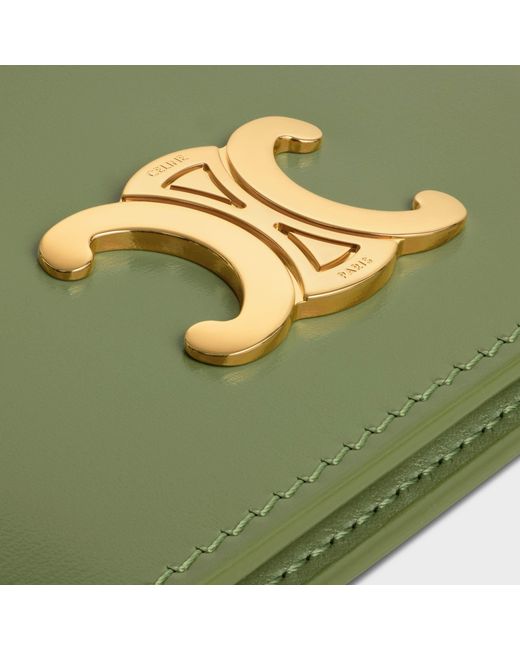 Céline Green Bi-Fold Card Holder Triomphe