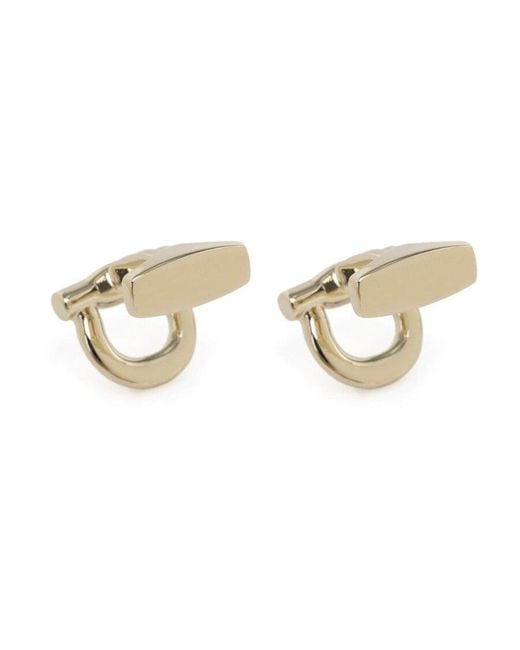 Ferragamo White Ferragamo Logo Engraved Cuff Links for men