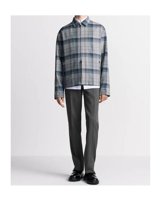 Dior Blue Homme Checked Zipped Shirt for men