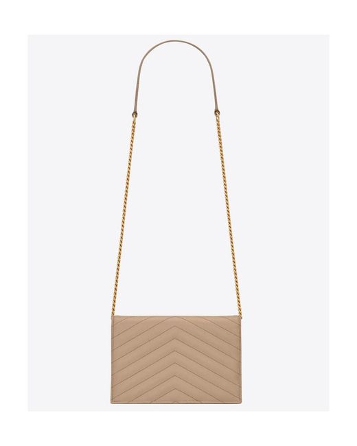 Saint Laurent White Cassandre Envelope Chain Wallet