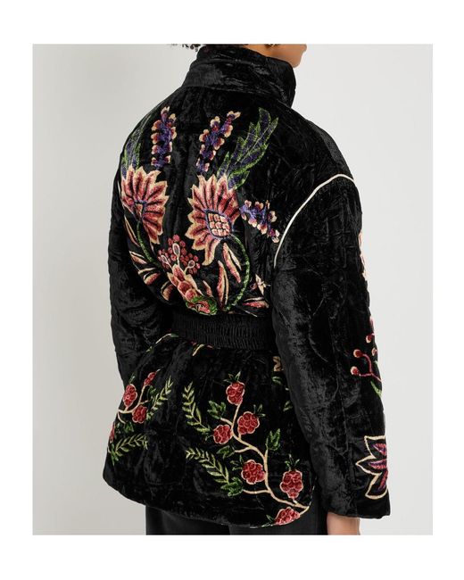 Farm Rio Gray Marvelous Garden Floral-Print Velvet Jacket