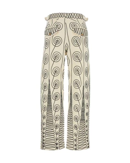 Bode Natural Spiral Pattern Jeans for men