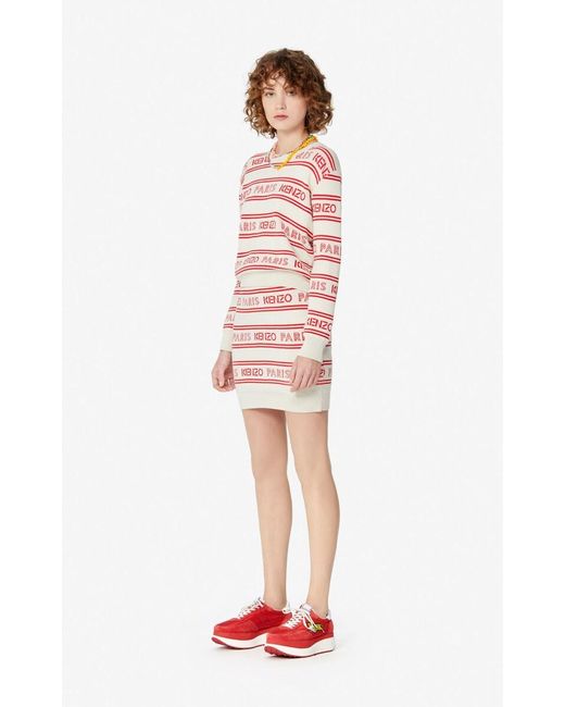 KENZO Red Paris Logo Motif Skirt