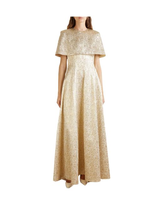 Emilia Wickstead Natural Lucretia Metallic Jacquard Gown