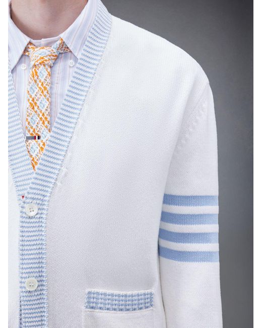 Thom Browne White Hector Intarsia Cardigan for men