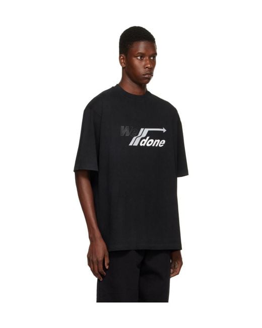 we11done Black Logo Round-Neck T-Shirt for men